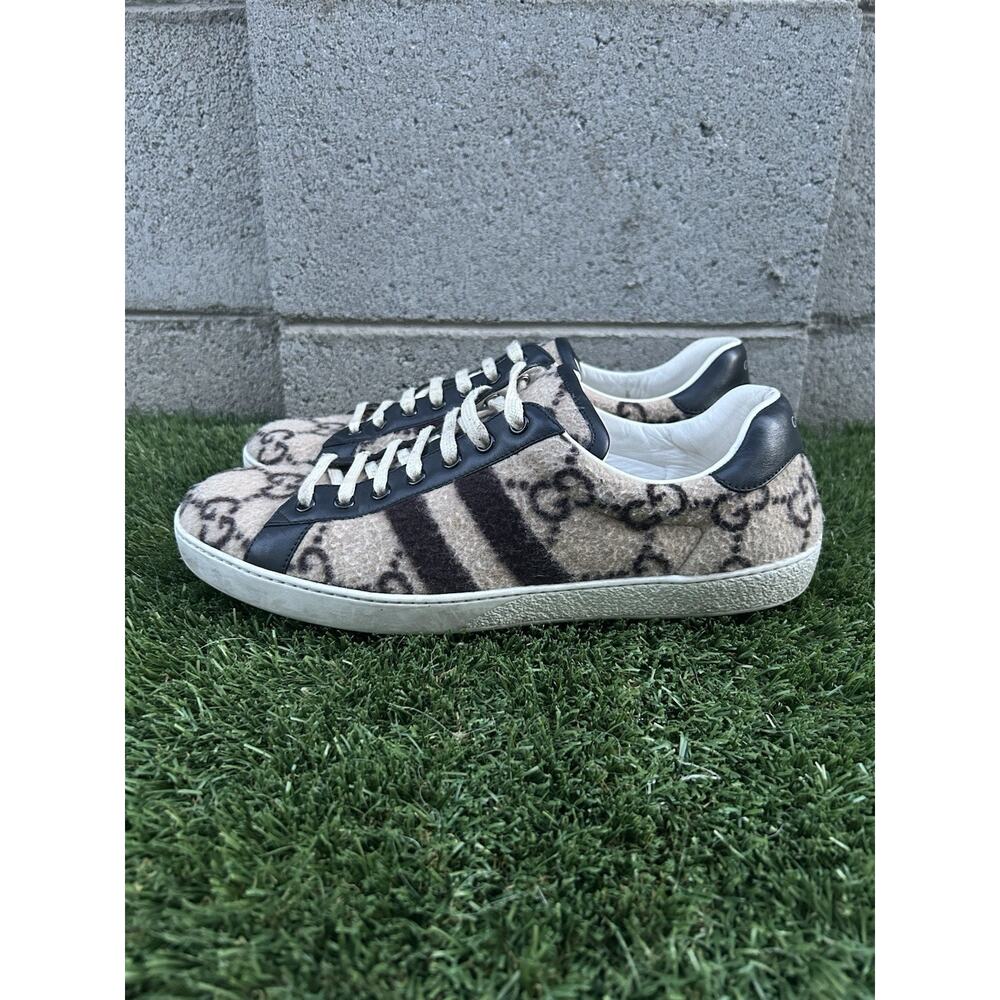 Gucci Ace GG Wool Sneakers Mens Size 10 Authentic Entrupy Certified Monogram - Picture 2 of 7